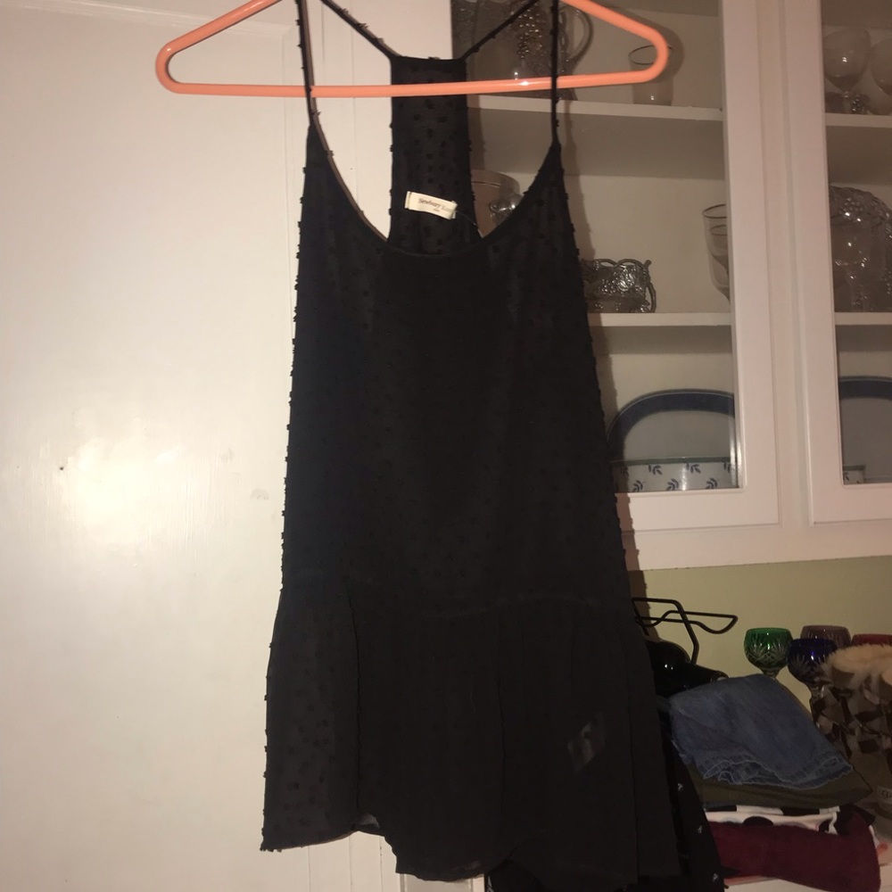 Black Overlay Polka Dot Tank Top